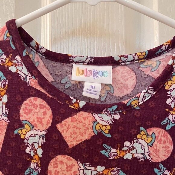 Lularoe Disney Daisy Duck Mae Dress Geometric Floral Girls Size 10 NWT - Picture 5 of 12